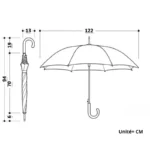 Parapluie canne avec poignée en bambou, dimensions 122x94x19 cm ouvert, 70 cm plié. Élégance et praticité au quotidien.