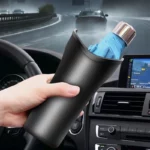 Porte-parapluie de voiture en PVC noir fixé au siège, pratique et design, parfait pour protéger vos accessoires lors des pluies.