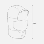 Capuche de pluie avec cache visage et cou molletonné, design fonctionnel, 32 cm, idéale pour protection contre la pluie.