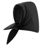 Capuche molletonnée imperméable, hiver élégante, avec nœud, protection contre pluie et neige, accessoire mode pratique.