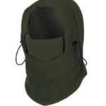 Capuche de pluie en polaire intégrale élastique, vert olive, pratique et stylée pour protection contre froid et intempéries.