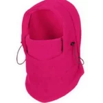 Capuche en polaire rose intégrale avec ouverture visage et cordon, parfait pour le froid et la pluie, mode et confort [Collection].