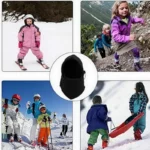 Enfants en extérieur hiver portant la capuche de pluie polaire intégrale élastique, idéale pour le ski, randonnée et loisirs.