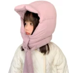 Capuche enfant imperméable avec visière, design matelassé rose, protège du froid et des intempéries. Collection [Collection].