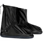 Botillons en PVC noir avec lacets réglables, fermeture-éclaire, semelle antidérapante, idéals contre la pluie et les intempéries.