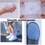 Protections chaussures imperméables en silicone, antidérapantes et flexibles, idéales pour la pluie, faciles à enfiler et retirer.