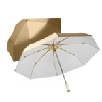 Parapluie automatique doré élégant, détails raffinés, protection contre la pluie avec style, disponible en collection exclusive