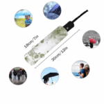 Parapluie chien automatique rose et blanc, stylé et compact, design floral avec illustrations originales sur la pluie.