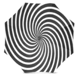 Parapluie manuel noir et blanc, design spirale octogonal, élégant et moderne, parfait pour un look stylé et une protection optimale.