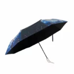Parapluie bleu foncé automatique avec motifs étoilés, élégant et pratique, idéal pour se protéger de la pluie avec style.