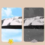 Parapluie beige et noir avec motifs chat, manuel et automatique, idéal toute saison, alliant style ludique et praticité.