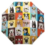 Parapluie manuel chiens motifs variés, accessoire pratique et original pour passionnés d'animaux.