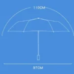 Parapluie chien pliant manuel bleu et jaune, 110 cm de diamètre, 97 cm de hauteur, idéal pour protection et style.