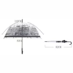 Parapluie cloche transparent Le Vieux Paris, 110 cm ouvert, chic et urbain, motifs bâtiments, style unique et protection pluie élégante.