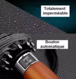 Parapluie golf chic imperméable avec gouttes d'eau, bouton automatique OPEN & CLOSE, design élégant pour les passionnés de golf.