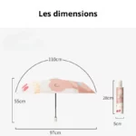 Parapluie enfant automatique ourson, coloré et compact, diamètre 110 cm, plié 28 cm, idéal pour protéger les petits.