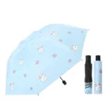 Parapluie lapin automatique bleu pour enfant, protection anti-UV, idéal pour la pluie, collection mignonne et pratique.