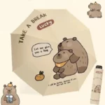 Parapluie marron avec 2 oursons câlins et messages doux Let me give you a hug et I will be better, because of you.