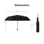 Parapluie manuel noir avec motifs de notes de musique, déployé 98 cm, plié 28 cm, élégant et pratique pour les mélomanes.