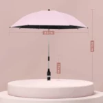Parapluie poussette rose, 85 cm de diamètre, protection UV parfaite, design élégant pour une défense optimale contre la pluie.