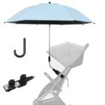 Parapluie poussette bleu, protection UV parfaite, pratique et élégant, idéal pour promenades et disponible en plusieurs collections.