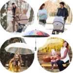 Parapluie poussette universel réglable anti-UV, adaptable landau, disponible en [Collection], pratique pour toutes saisons.