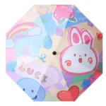 Parapluie poussette universel réglable anti-UV avec motifs ludiques (lapin, arc-en-ciel, nuages), compatible landau.