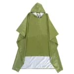 Poncho de pluie vert olive unisexe avec capuche, idéal pour hommes et femmes, protection efficace contre la pluie. 4 coloris disponibles.