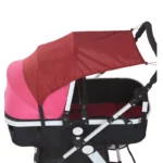 Toile anti-UV marron pour landau roulant, protège efficacement des intempéries, alliant confort et sécurité pour bébé.