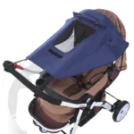Toile anti-UV pour poussette avec fenêtre transparente, protège bébé des rayons du soleil et assure ventilation optimale.