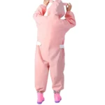 Poncho enfant imperméable 3D animaux, combinaison de pluie rose avec capuche, idéal pour jouer sous la pluie en toute protection.