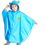 Poncho enfant bleu à capuche avec oreilles, taille S, parfait pour la pluie, issu de la collection tendance [Collection].