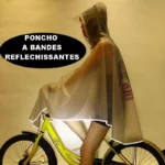 Poncho pluie transparent avec bandes réfléchissantes pour vélo ou scooter, protection étanche et haute visibilité en déplacement.