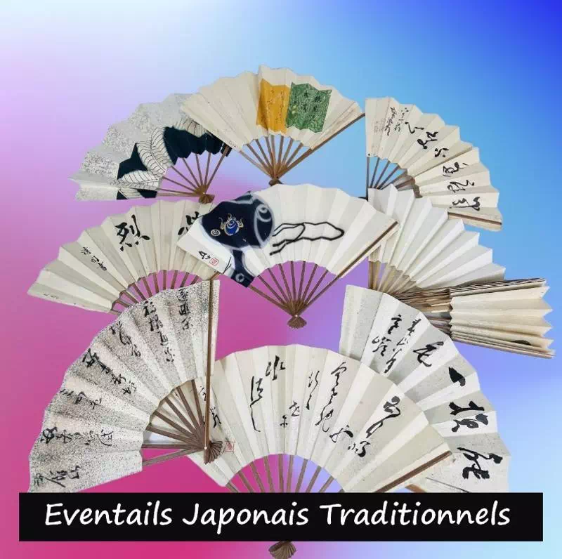 Eventails japonais traditionnels blancs