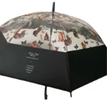 Parapluie canne transparent motif chat et papillons, élégant avec inscription inspirante, accessoire mode pratique et stylé.