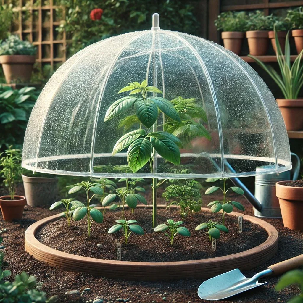 Comment transformer un parapluie cloche transparent cassé en mini serre pour le jardin ?