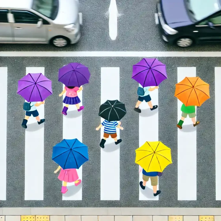 Le parapluie jaune de Ryu Jae Soo ! Les enfants sur le chemin de l'école.