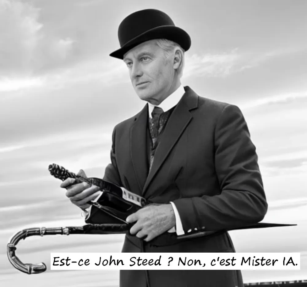 La vieille série illustrée « Chapeau melon et bottes de cuir » avec le parapluie anglais de John Steed