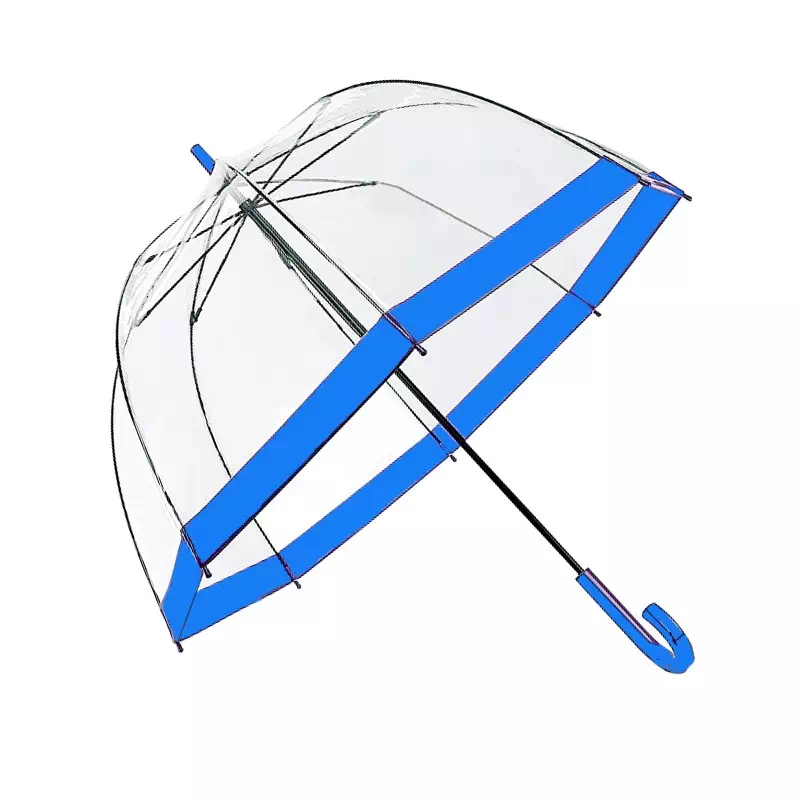 Très beau parapluie cloche transparent bleu de chez Fulton !