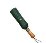 Parapluie homme chic vert avec poignée bois, design élégant et durable, idéal contre la pluie et accessoire de mode intemporel.