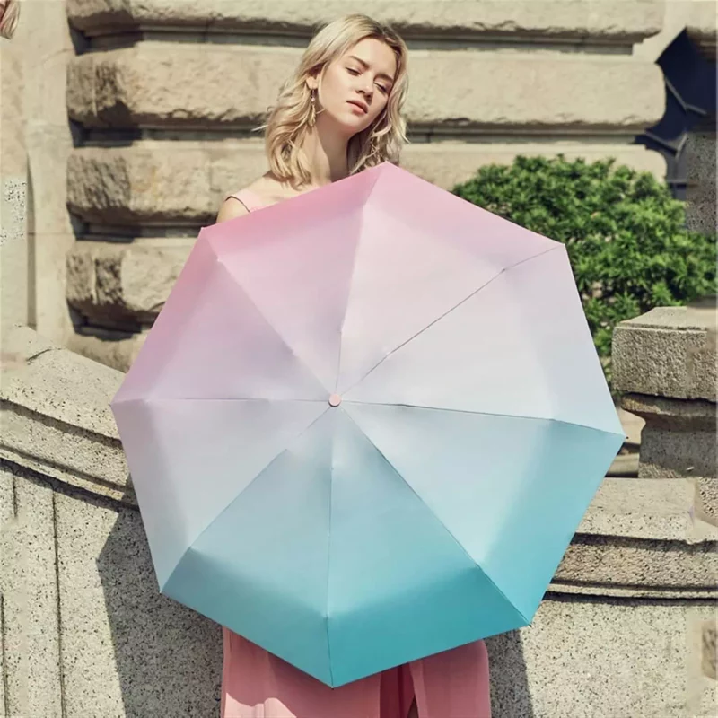Très beau parapluie arc-en-ciel pour femme, j'aime ses couleurs.