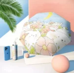 Magnifique parapluie automatique pour fille, petit format, jaune et bleu.