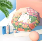 Parapluie automatique pour fille, petit format, rose orangé.