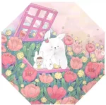 Parapluie automatique pour enfant, petit format, rose.