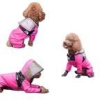 Très bien combinaison impermeable rose pour chien avec capuche et visiere de qualité