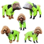 Très bien combinaison impermeable jaune pour chien avec capuche et visiere de qualité supérieure