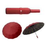 Magnifique parapluie automatique rouge de 107 cm de diamètre et 33 cm replié de grande qualité.