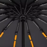 Magnifique parapluie automatique noir de 107 cm de diamètre et 33 cm replié, 16 baleines en fibre de verre.