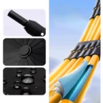 Magnifique parapluie automatique noir de 107 cm de diamètre et 33 cm replié avec fibre de verre intégrée.