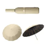 Magnifique parapluie automatique beige de 107 cm de diamètre et 33 cm replié de grande qualité.